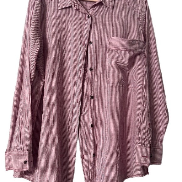 Free People No Limits stripped Split Back loose relaxed Cotton oversized - Picture 1 of 5